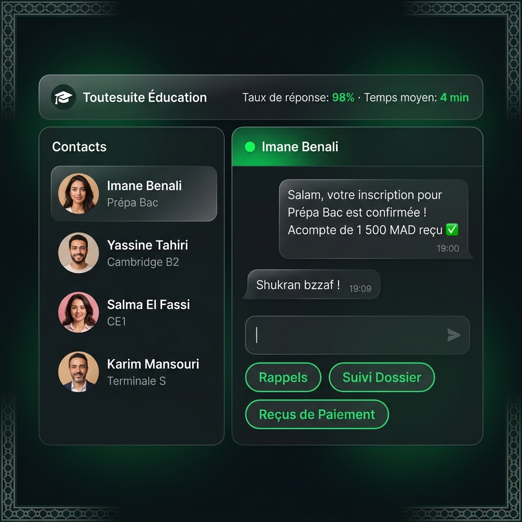 ToutSuite Éducation — Vitrine programmes & gestion des inscriptions